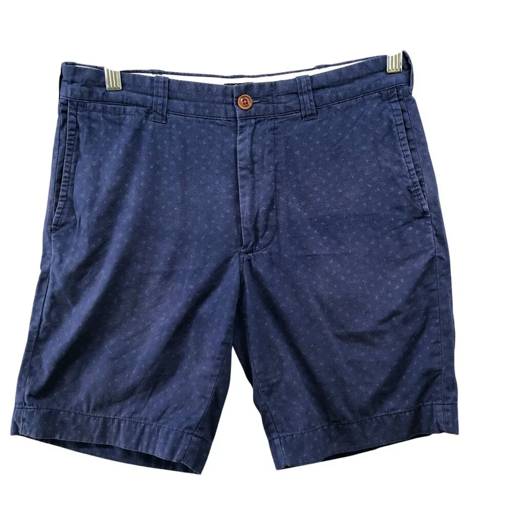 J. Crew Stanton Chino Shorts Mens size 30‎ Blue Printed 9'' Lightweight Cotton